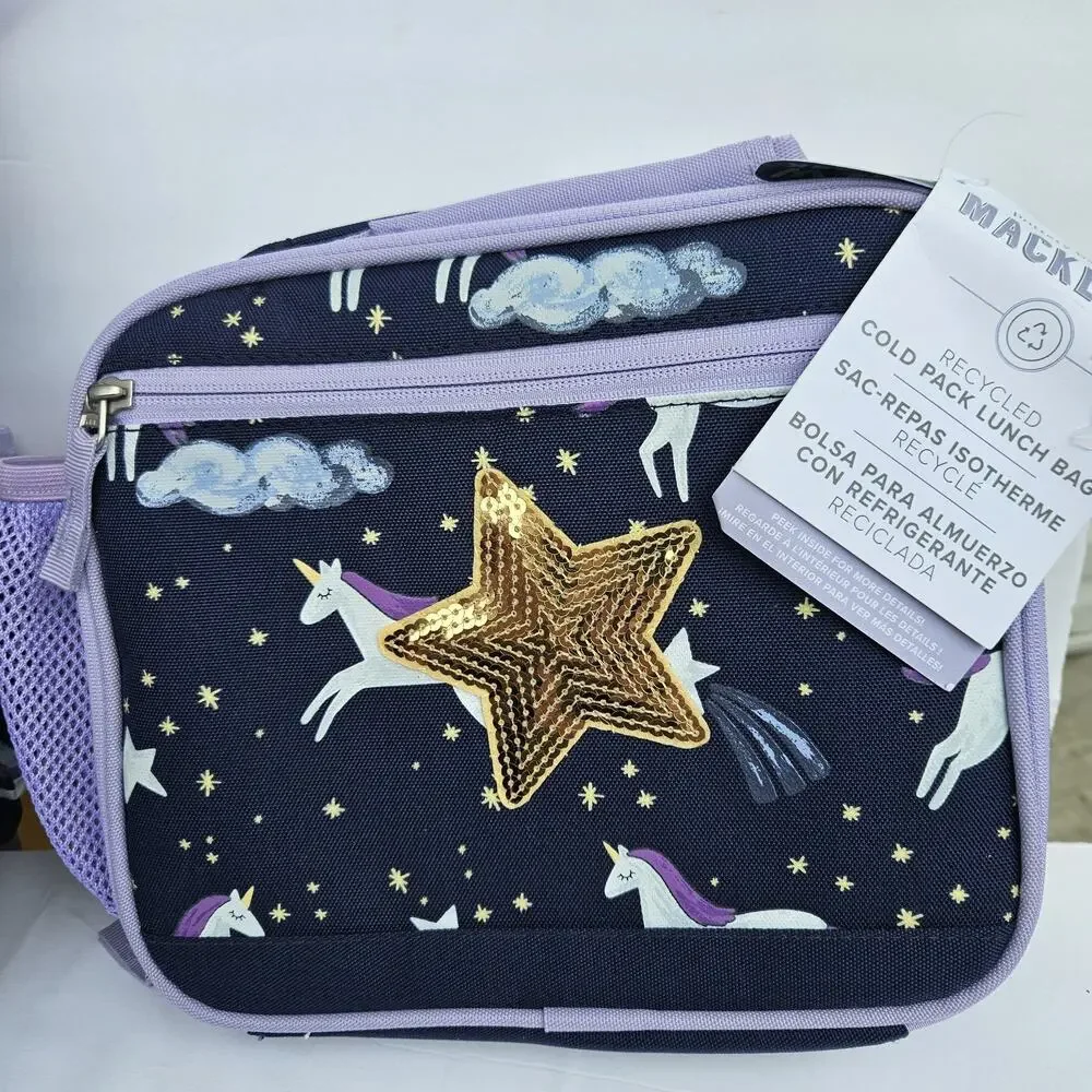 Pottery Barn Kids Mackenzie Unicorn Small Backpack w/Matching Lunch Bag NEW!
